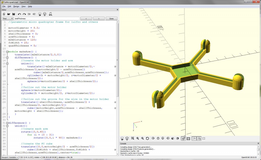 lulfro quad.scad - OpenSCAD 22052015 44031 PM